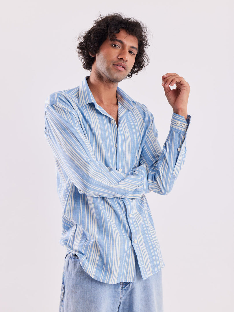 Linen-blend Striped Shirt