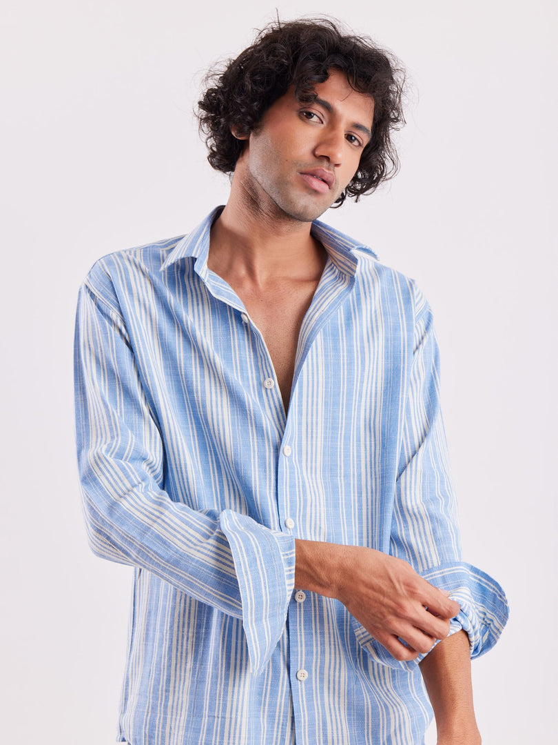 Linen-blend Striped Shirt