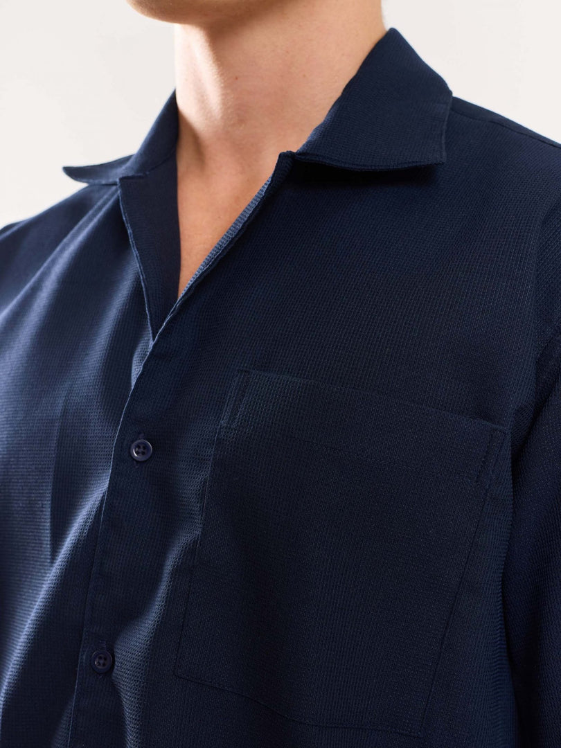 Navy Textured Shirt