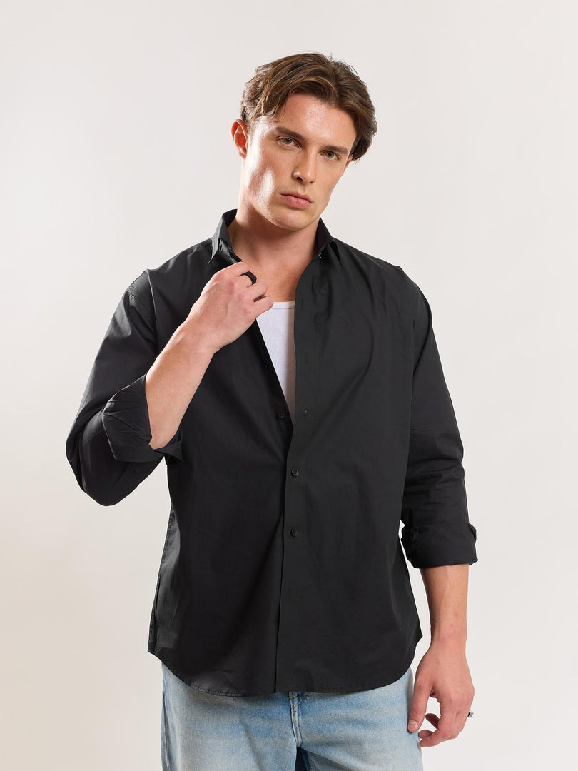 Black Poplin Shirt