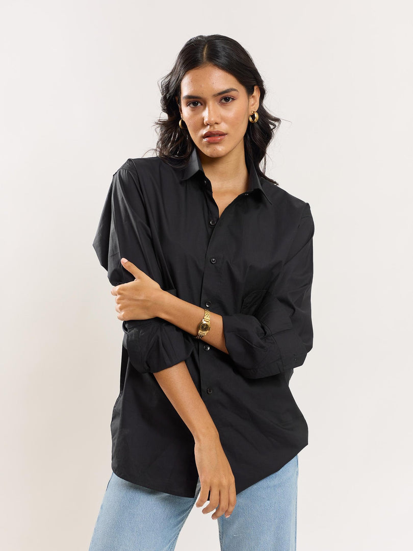 Black Poplin Shirt