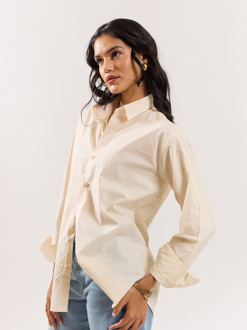 Cream Poplin Shirt