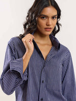 Load image into Gallery viewer, Blue Striped Holiday Shirt
