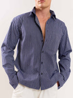 Load image into Gallery viewer, Blue Striped Holiday Shirt
