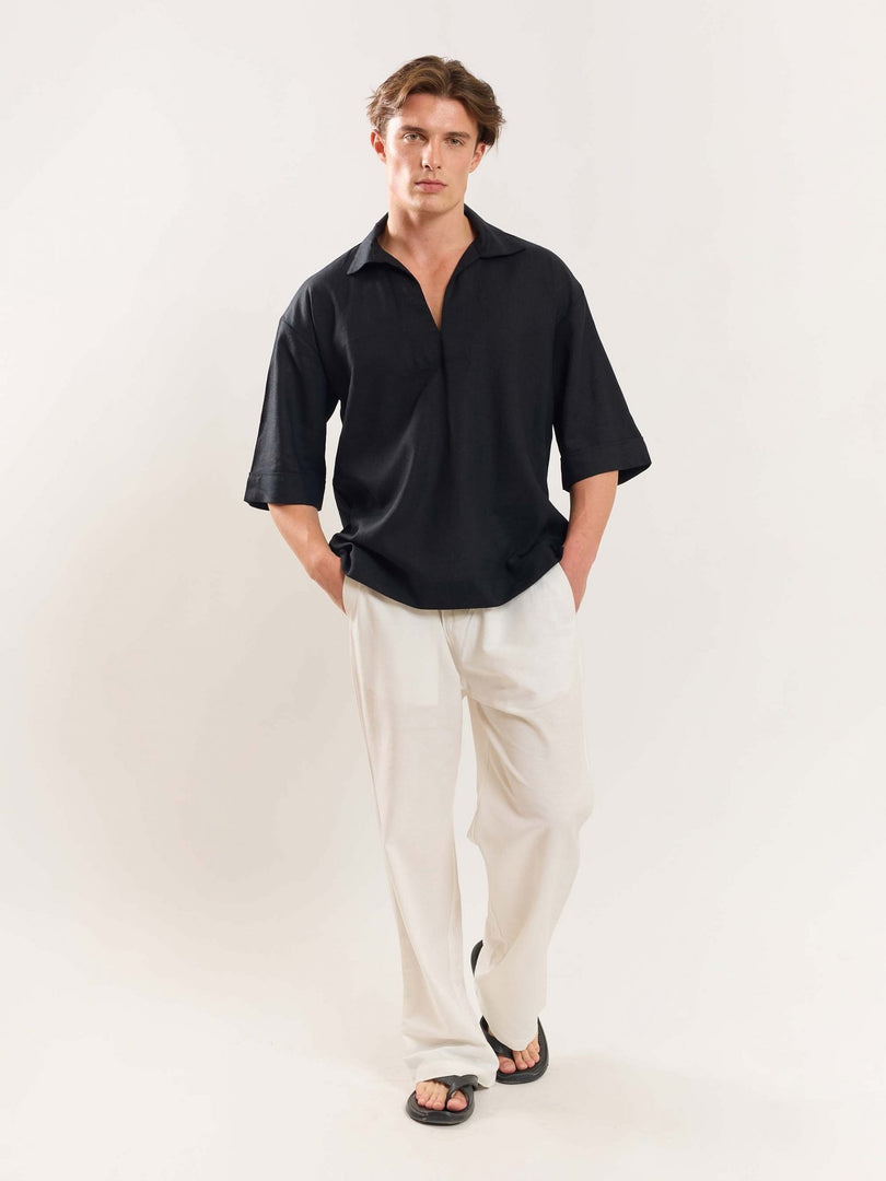 Black Linen Pullover