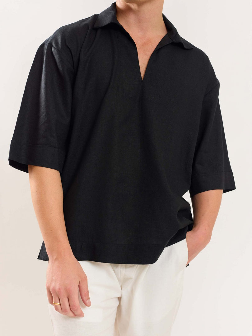 Black Linen Pullover