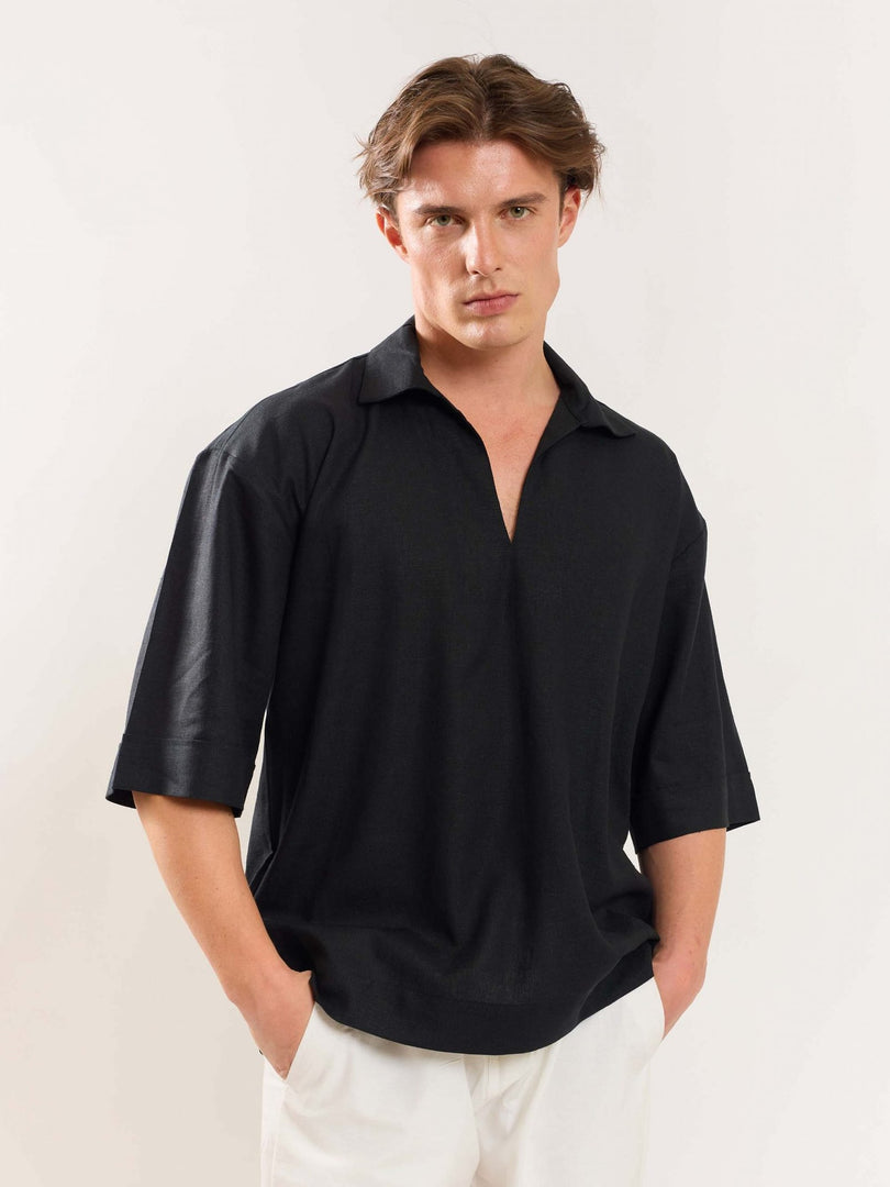 Black Linen Pullover