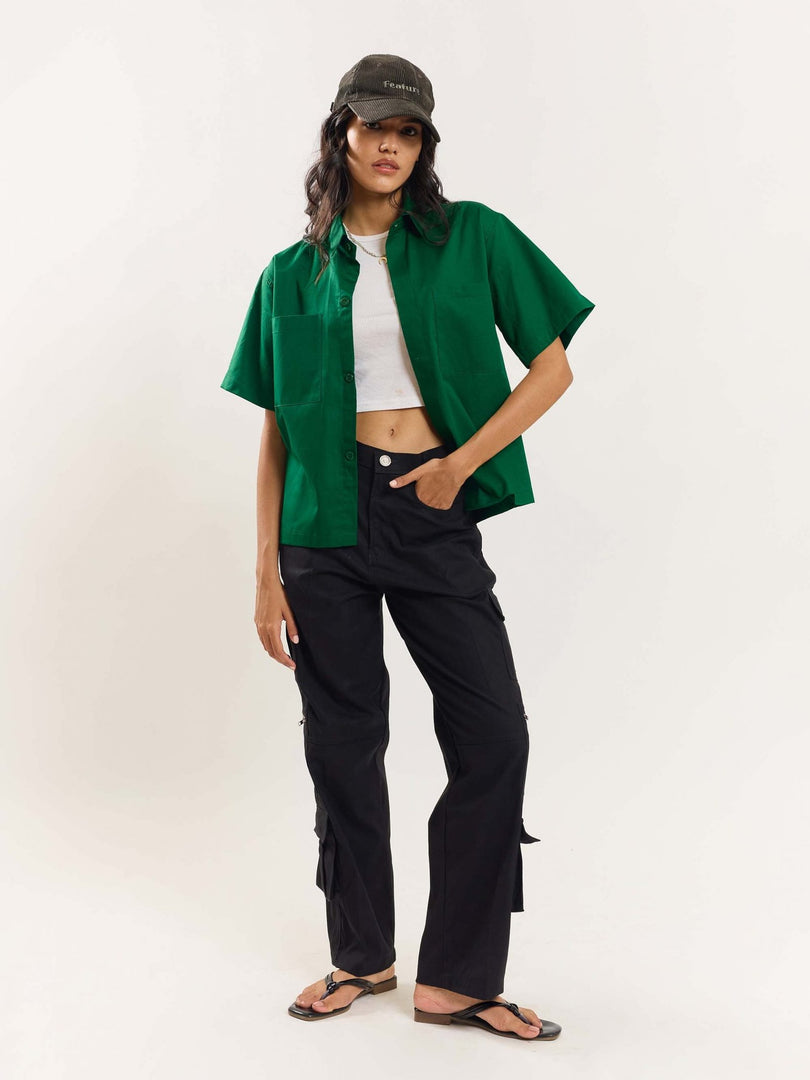 Forest Green Cropped Shirt