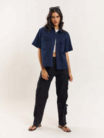 Load image into Gallery viewer, Navy Blue Cropped Shirt
