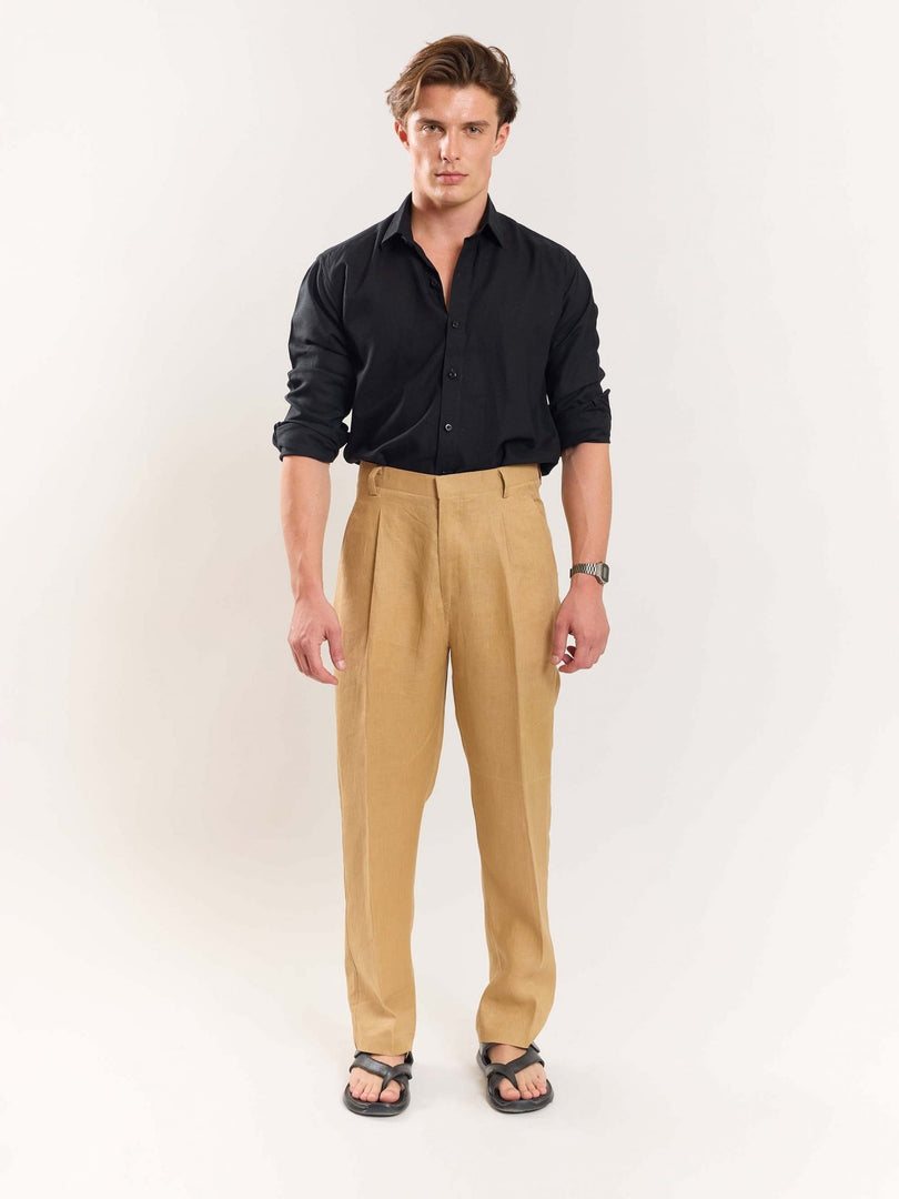 Tan Brown Linen Trousers