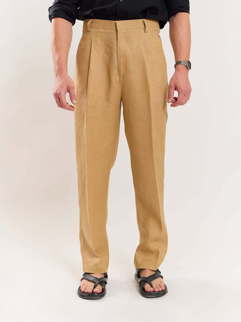 Tan Brown Linen Trousers