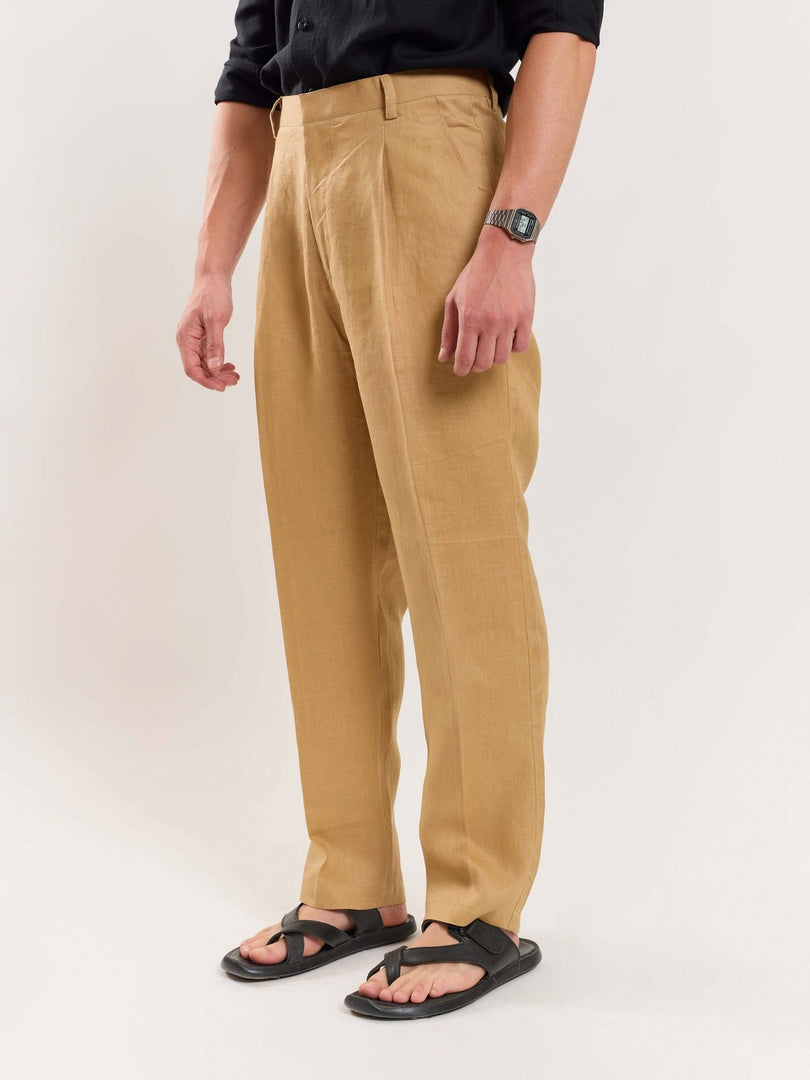 Tan Brown Linen Trousers