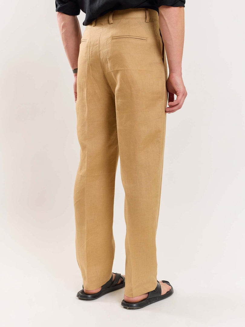 Tan Brown Linen Trousers