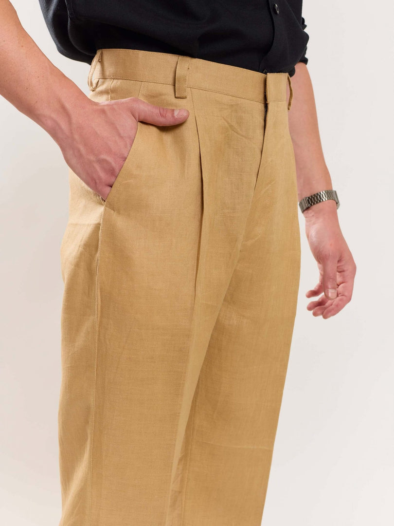 Tan Brown Linen Trousers