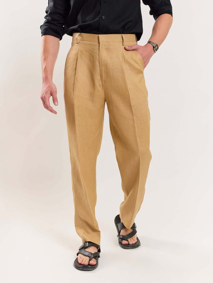 Tan Brown Linen Trousers