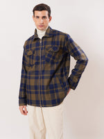 Load image into Gallery viewer, Relaxed Fit Plaid Zipper Jacket
