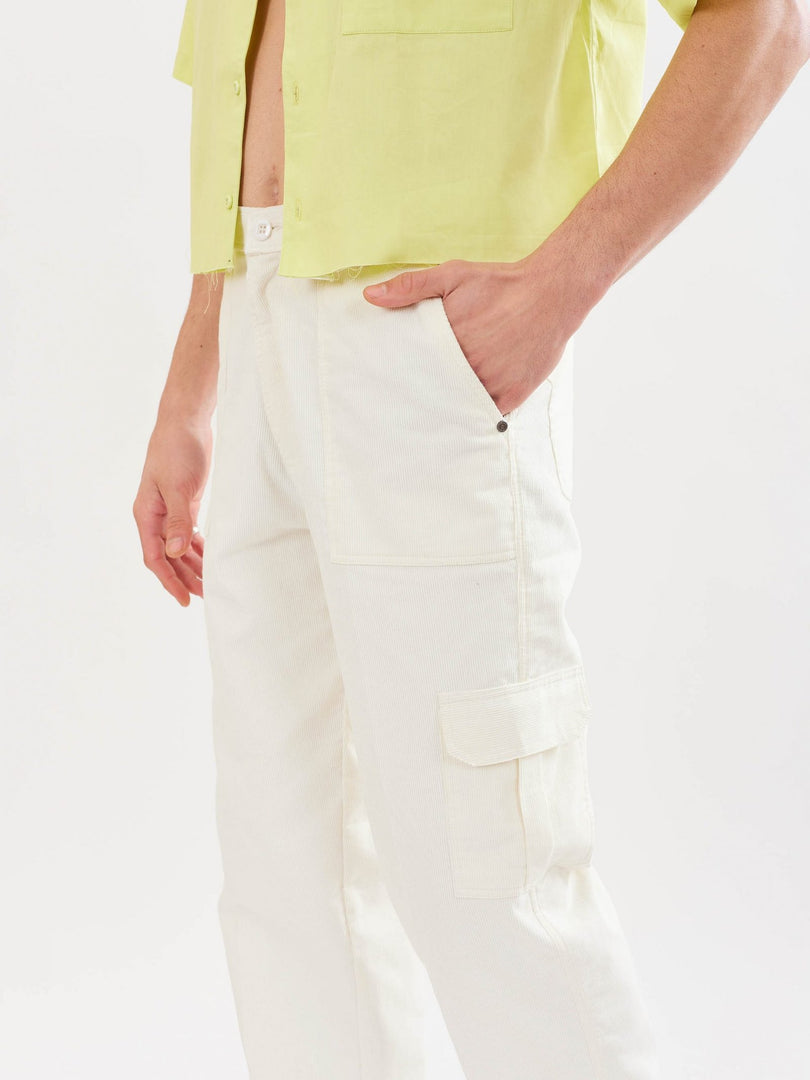 Off White Corduroy Cargo Trousers