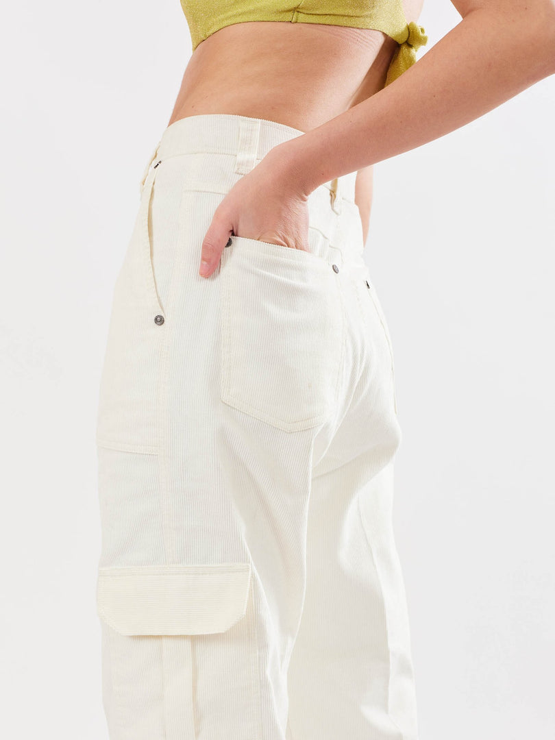 Off White Corduroy Cargo Trousers