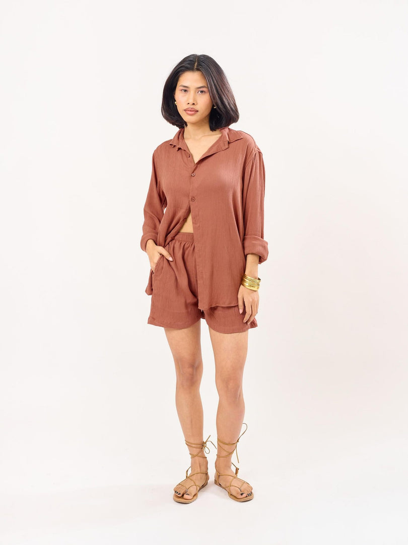 Rust Unisex Wrinkled Co-ord Set