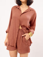 Load image into Gallery viewer, Rust Unisex Wrinkled Co-ord Set
