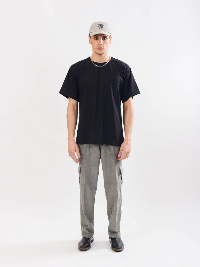 Ash Grey Corduroy Cargo Trousers