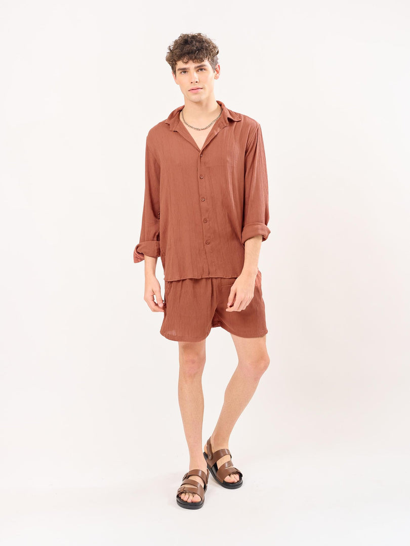 Rust Unisex Wrinkled Co-ord Set