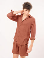 Load image into Gallery viewer, Rust Unisex Wrinkled Co-ord Set
