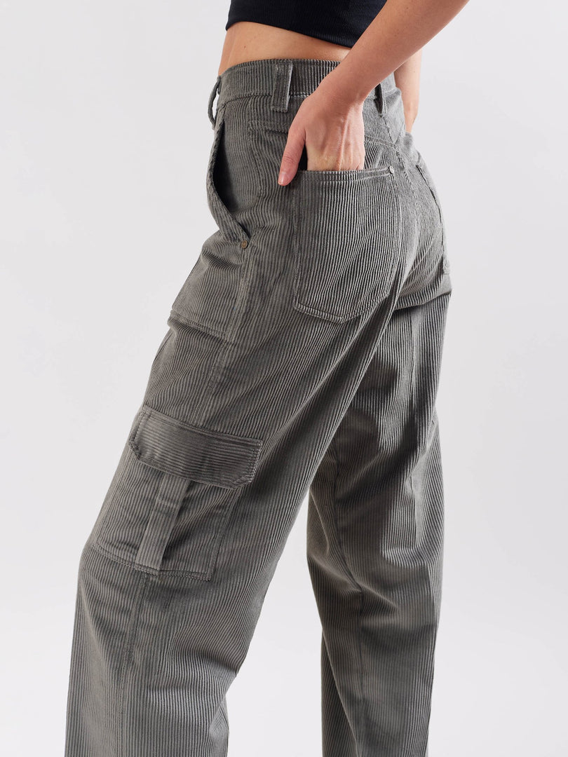 Ash Grey Corduroy Cargo Trousers