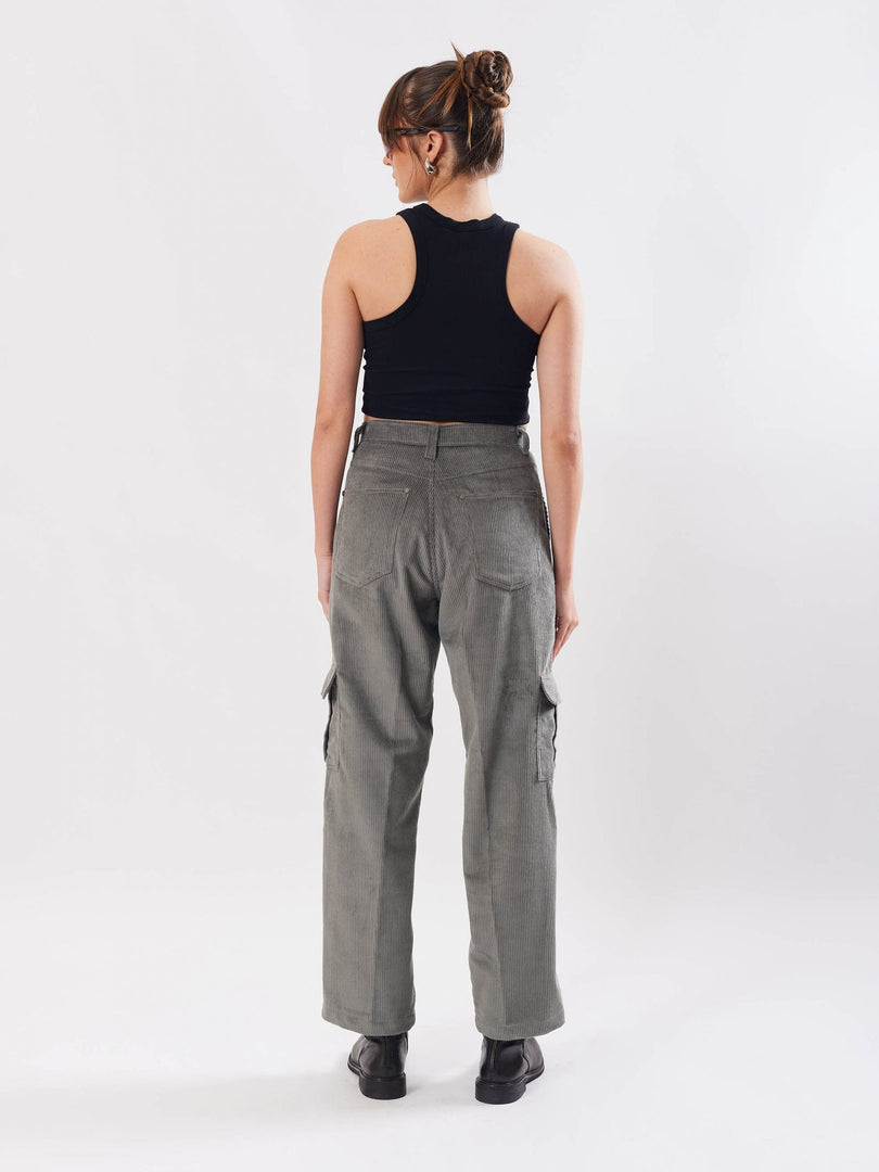 Ash Grey Corduroy Cargo Trousers