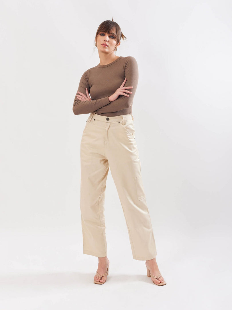 Cream Cargo Trousers