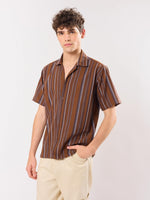 Load image into Gallery viewer, Chocolate Brown Striped Knit Shirt
