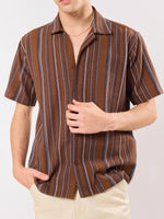 Load image into Gallery viewer, Chocolate Brown Striped Knit Shirt
