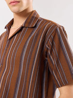 Load image into Gallery viewer, Chocolate Brown Striped Knit Shirt
