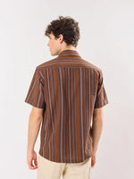 Load image into Gallery viewer, Chocolate Brown Striped Knit Shirt
