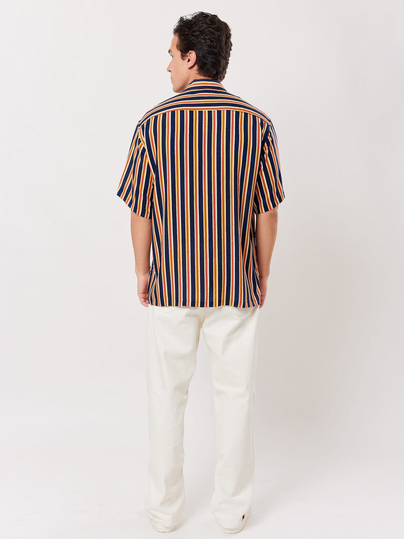 Blue and Orange Striped Shirt