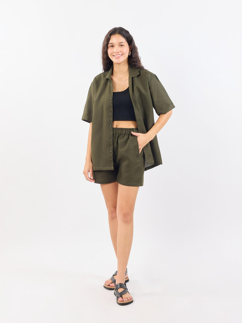 Olive Unisex Textured Co-ord Set