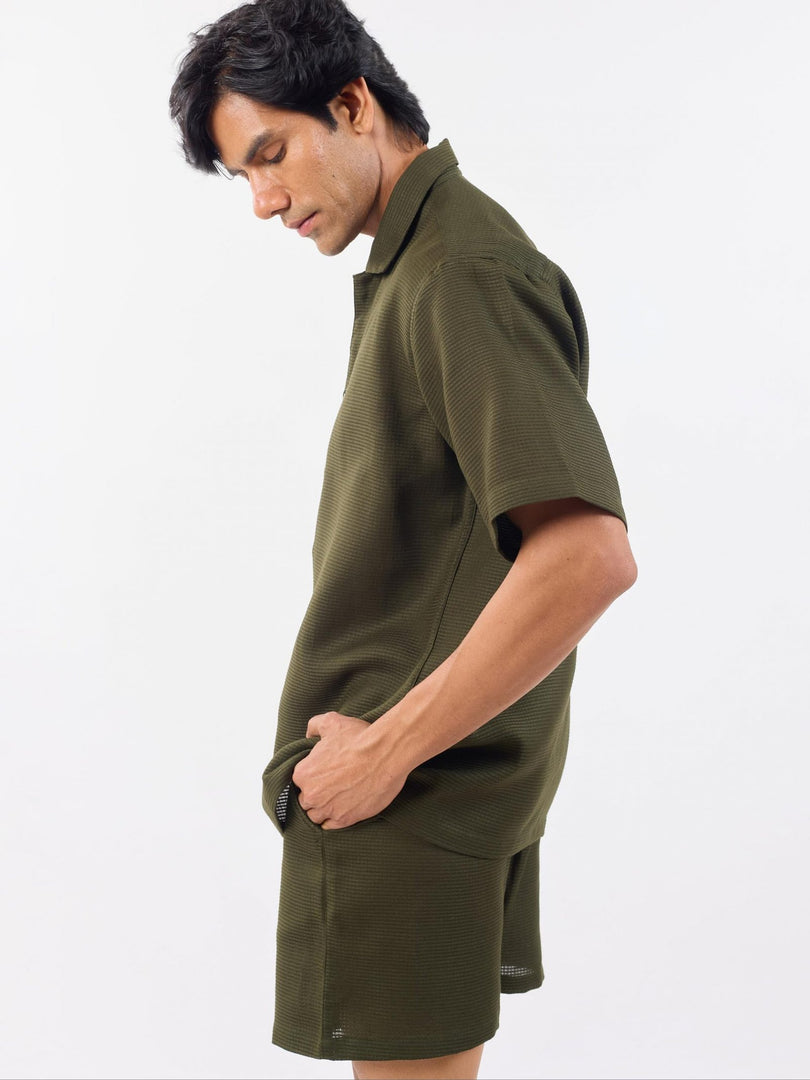 Olive Unisex Textured Co-ord Set