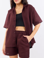 Load image into Gallery viewer, Wine Unisex Textured Co-ord Set
