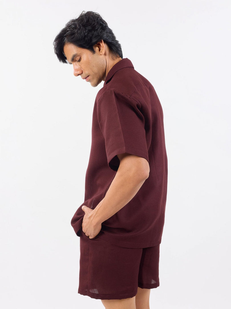 Wine Unisex Textured Co-ord Set