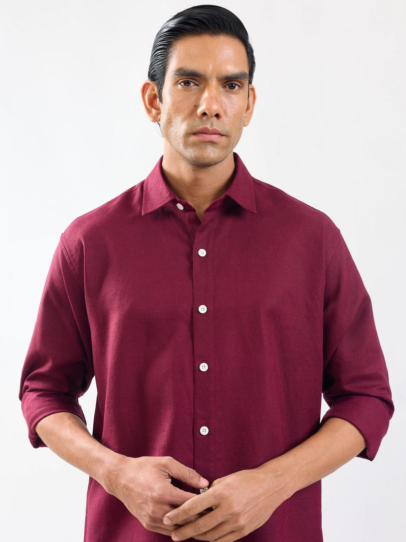 Wine Linen Shirt