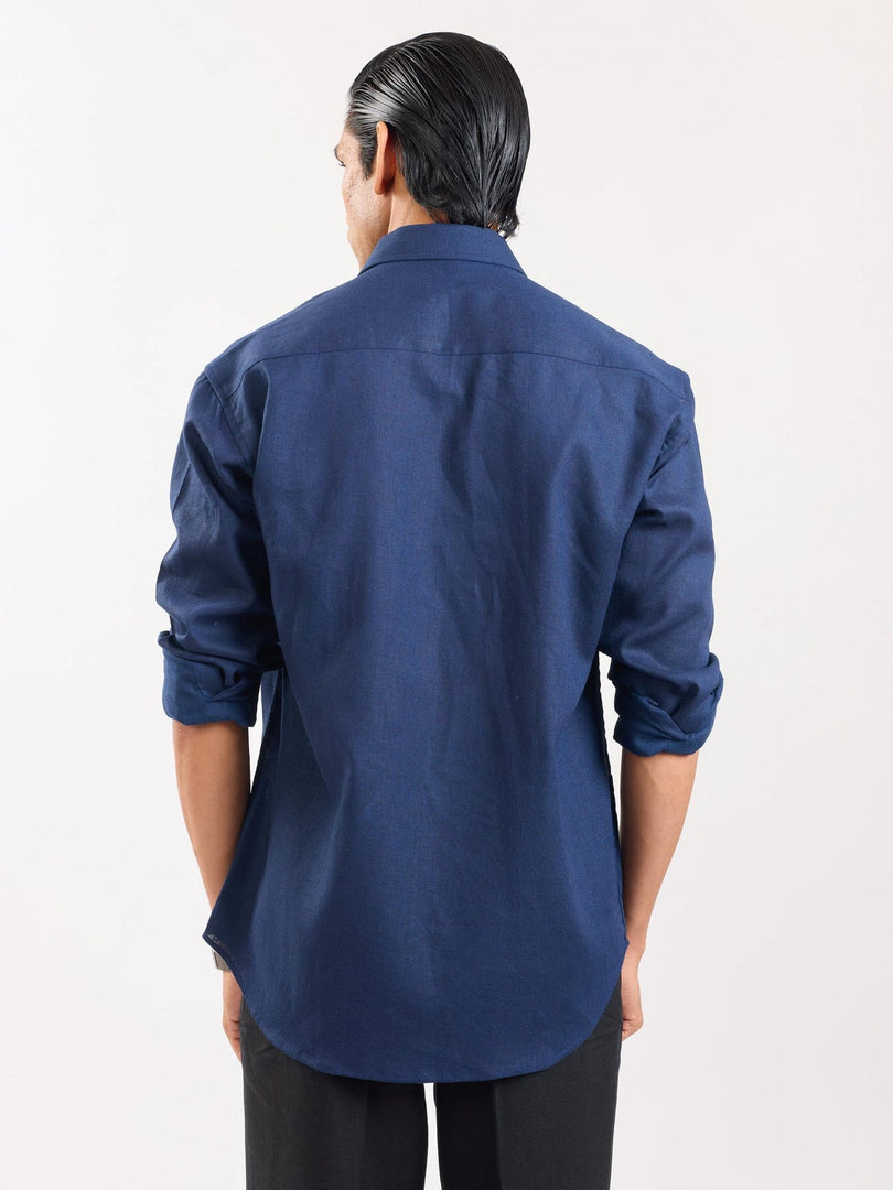 Navy Blue Linen Shirt