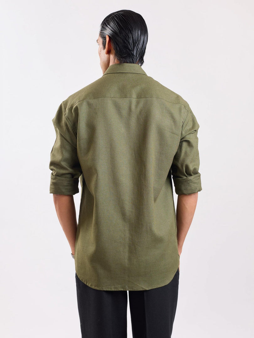 Olive Green Linen Shirt