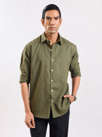 Load image into Gallery viewer, olive green linen shirt
