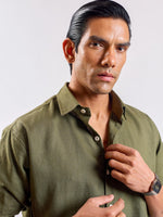 Load image into Gallery viewer, Olive Green Linen Shirt
