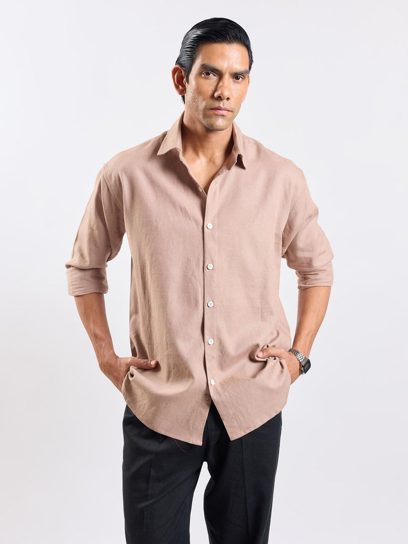 taupe linen shirt