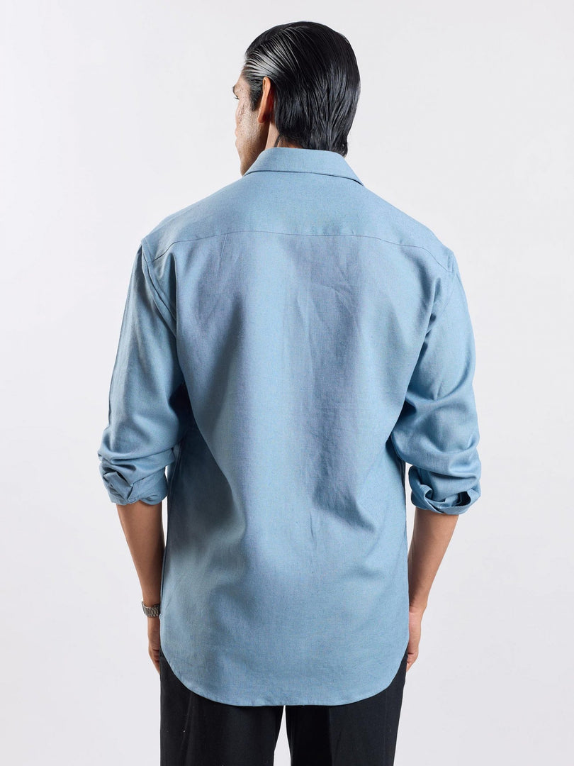 Teal Blue Linen Shirt