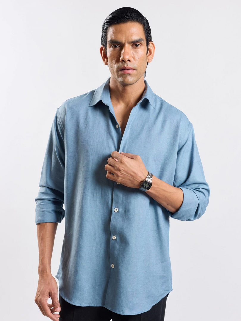 Teal Blue Linen Shirt