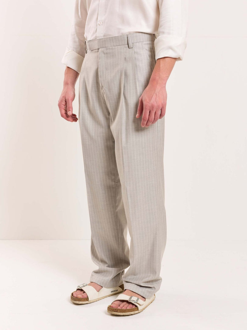 Light Grey Pinstriped Tailored Trousers