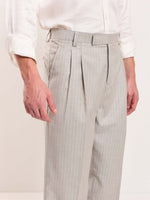 Load image into Gallery viewer, Light Grey Pinstriped Tailored Trousers
