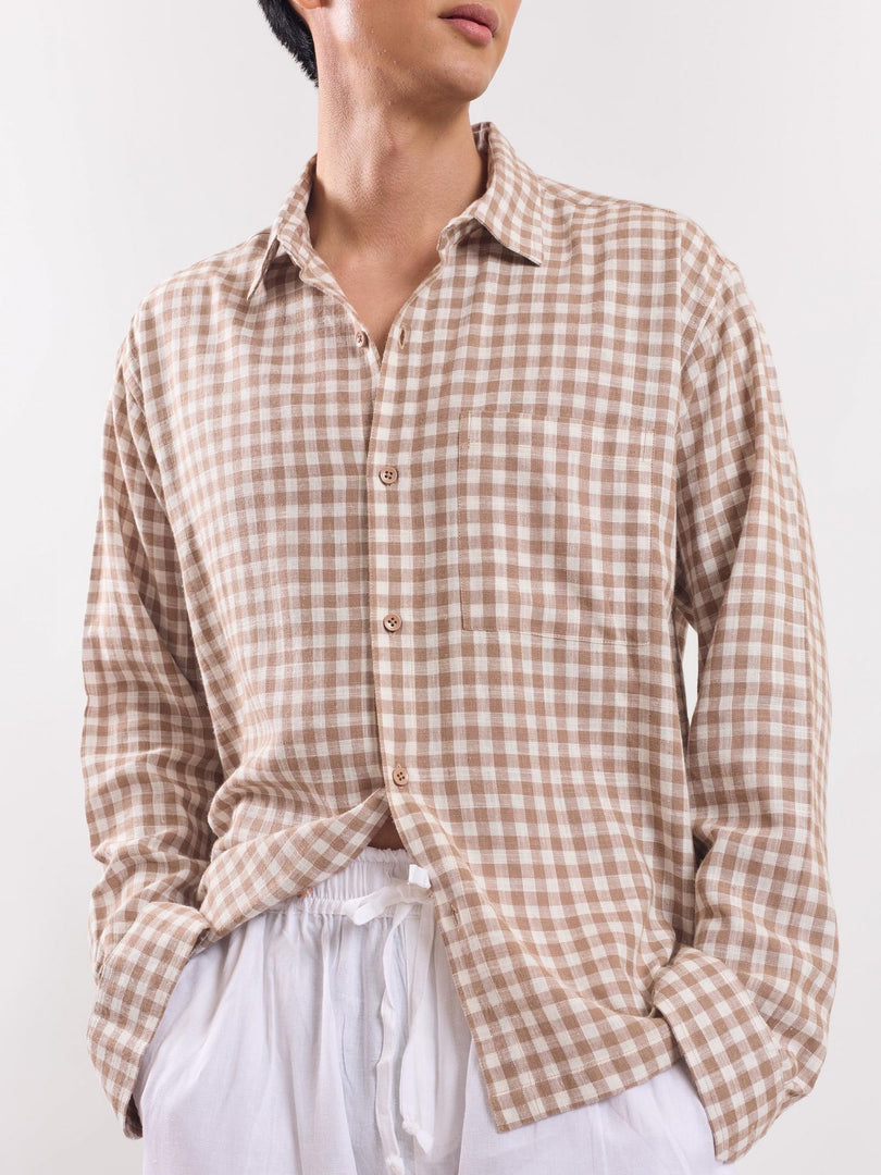 Brown Checked Holiday Shirt